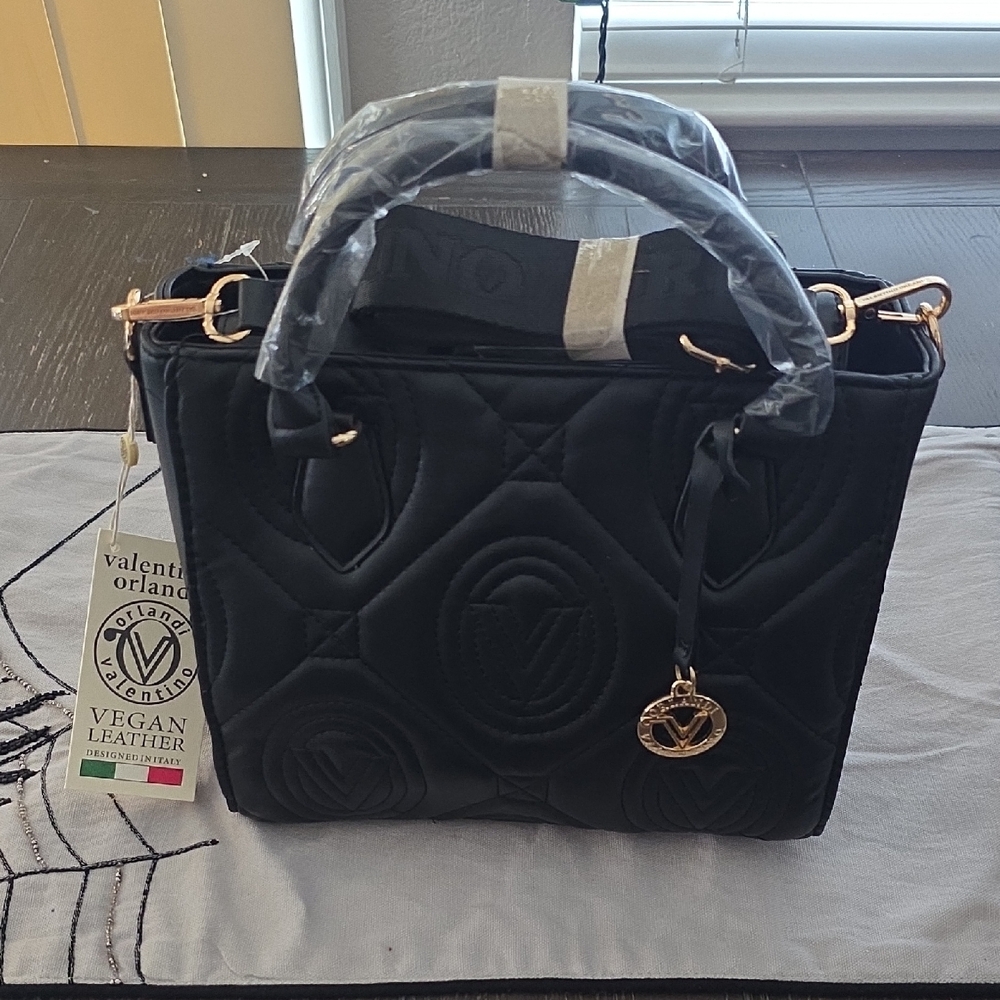 Valentino Orlandi Black Quilted Satchel FREE SHIPPING!